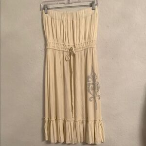 Sunkissed Elegant Cream Strapless with Silver Embellishments Sundress Size L